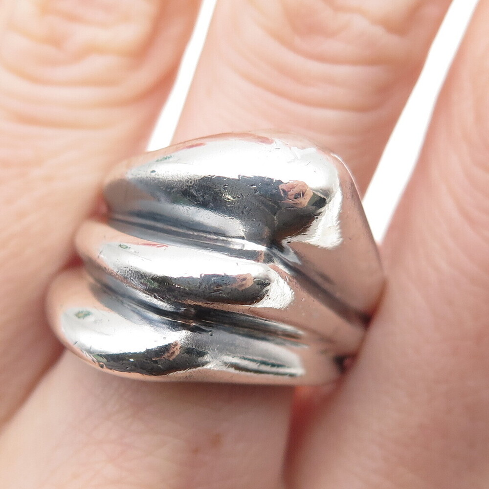 JOSEPH MASANIELLO 925 Sterling Silver Vintage Modernist Oxidized Ring Size 9.5